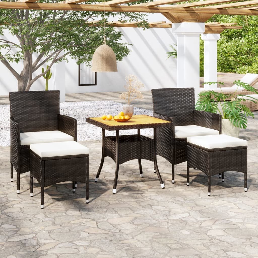 vidaXL Set Mobili da Pranzo per Giardino 5 pz Polyrattan e Acacia Nero