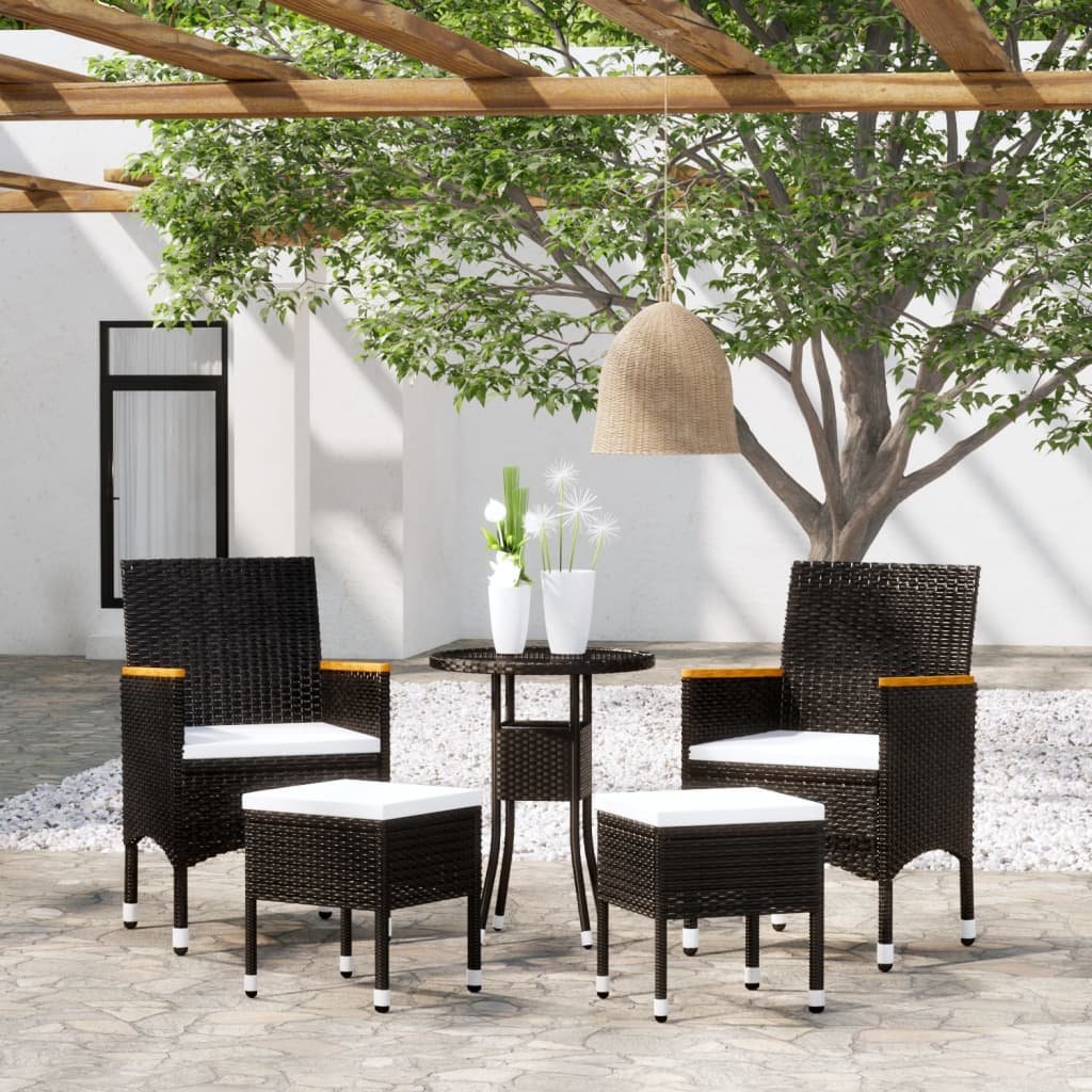 vidaXL Set Divani da Giardino 5 pz in Polyrattan Nero