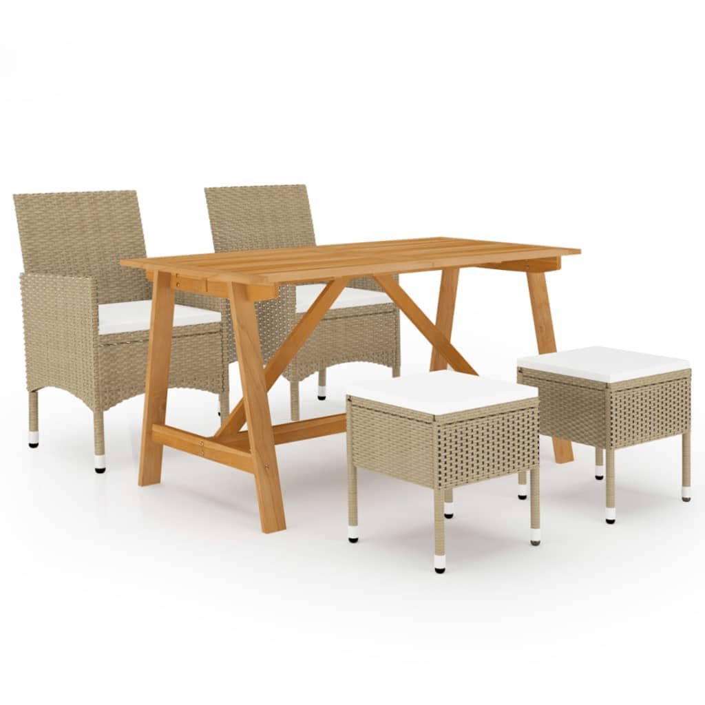 vidaXL Set Mobili da Pranzo per Giardino 5 pz Beige