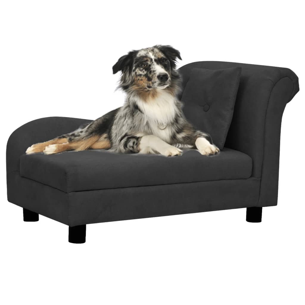 vidaXL Divano per Cani con Cuscino Nero 83x44x44 cm in Peluche
