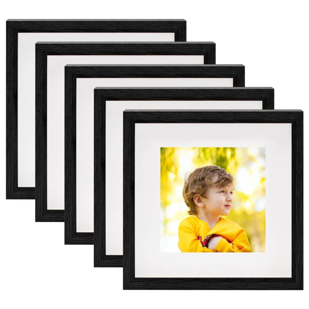 vidaXL Set di Cornici Fotografiche 3D 5pz Nero 23x23cm Foto 13x13cm