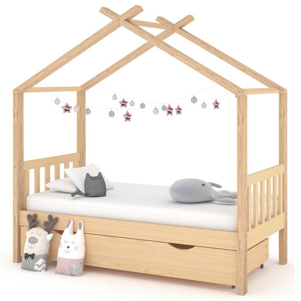 vidaXL Giroletto per Bambini con Cassetto Legno Massello Pino 80x160cm
