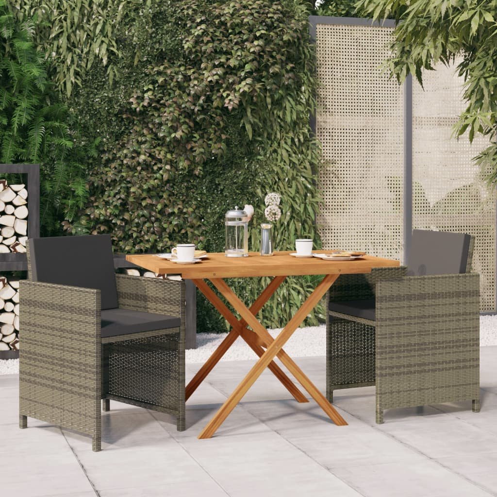 vidaXL Set da Pranzo per Giardino 3 pz con Cuscini Grigio