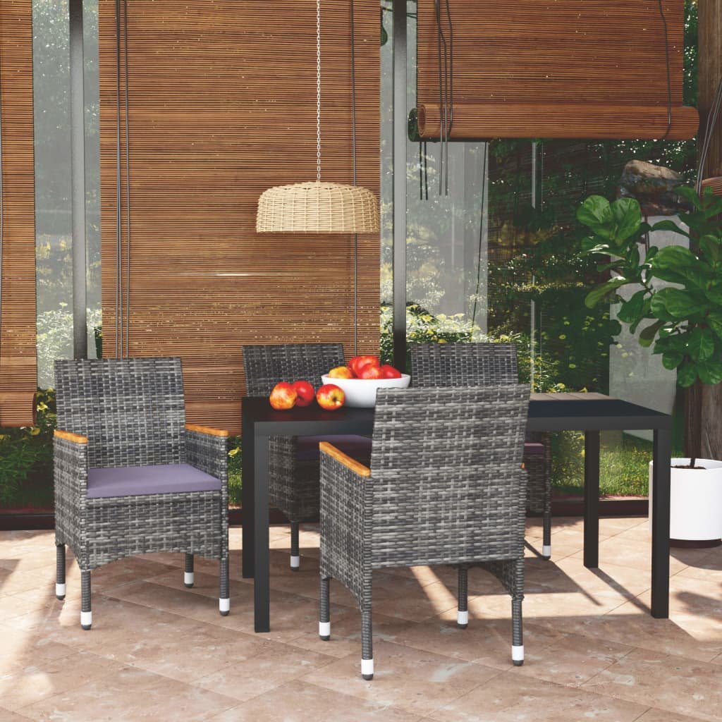 vidaXL Set da Pranzo per Giardino 5 pz con Cuscini Polyrattan Grigio