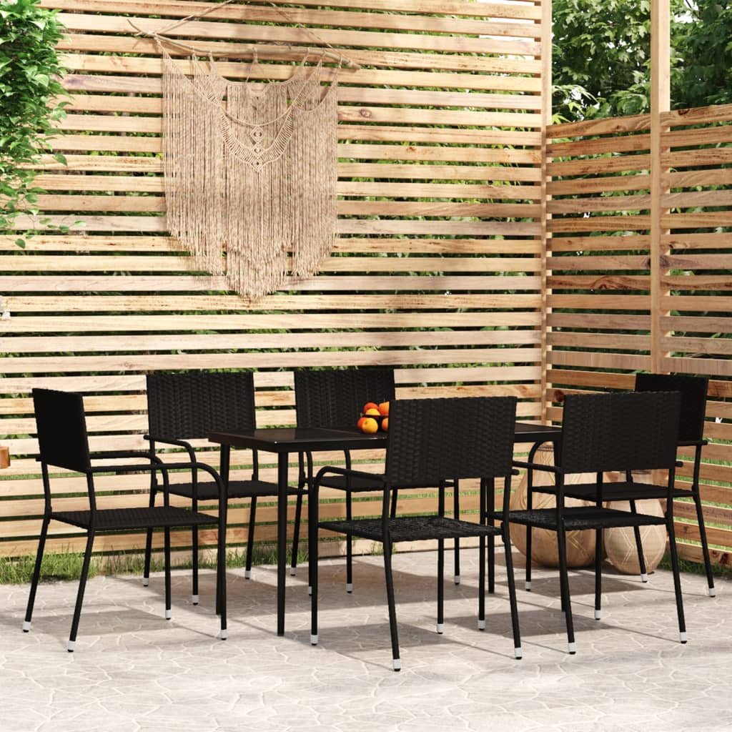 vidaXL Set Mobili da Pranzo da Giardino 7 pz Nero