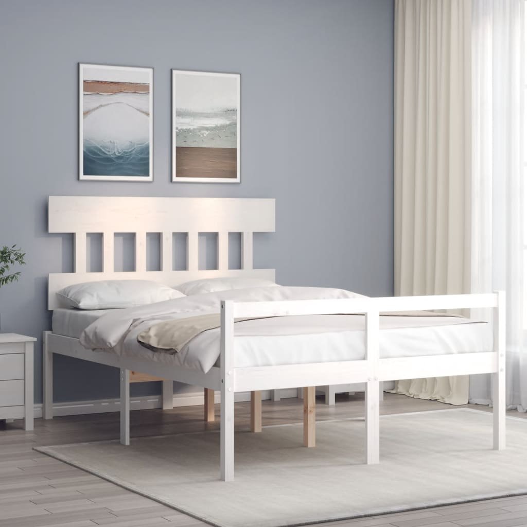 vidaXL Letto per Anziani con Testiera Bianco 140x190 cm Legno Massello