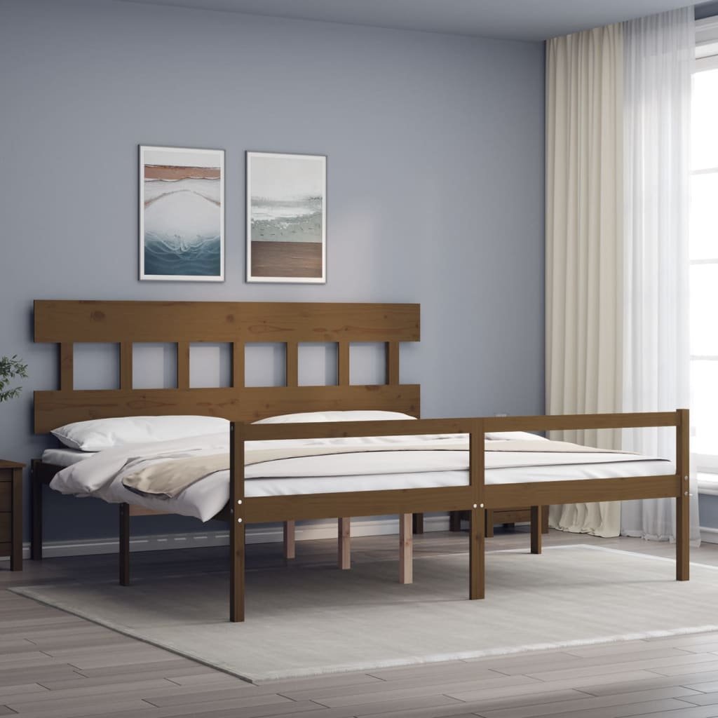 vidaXL Letto Anziani senza Materasso Ambrato 200x200cm Legno Massello
