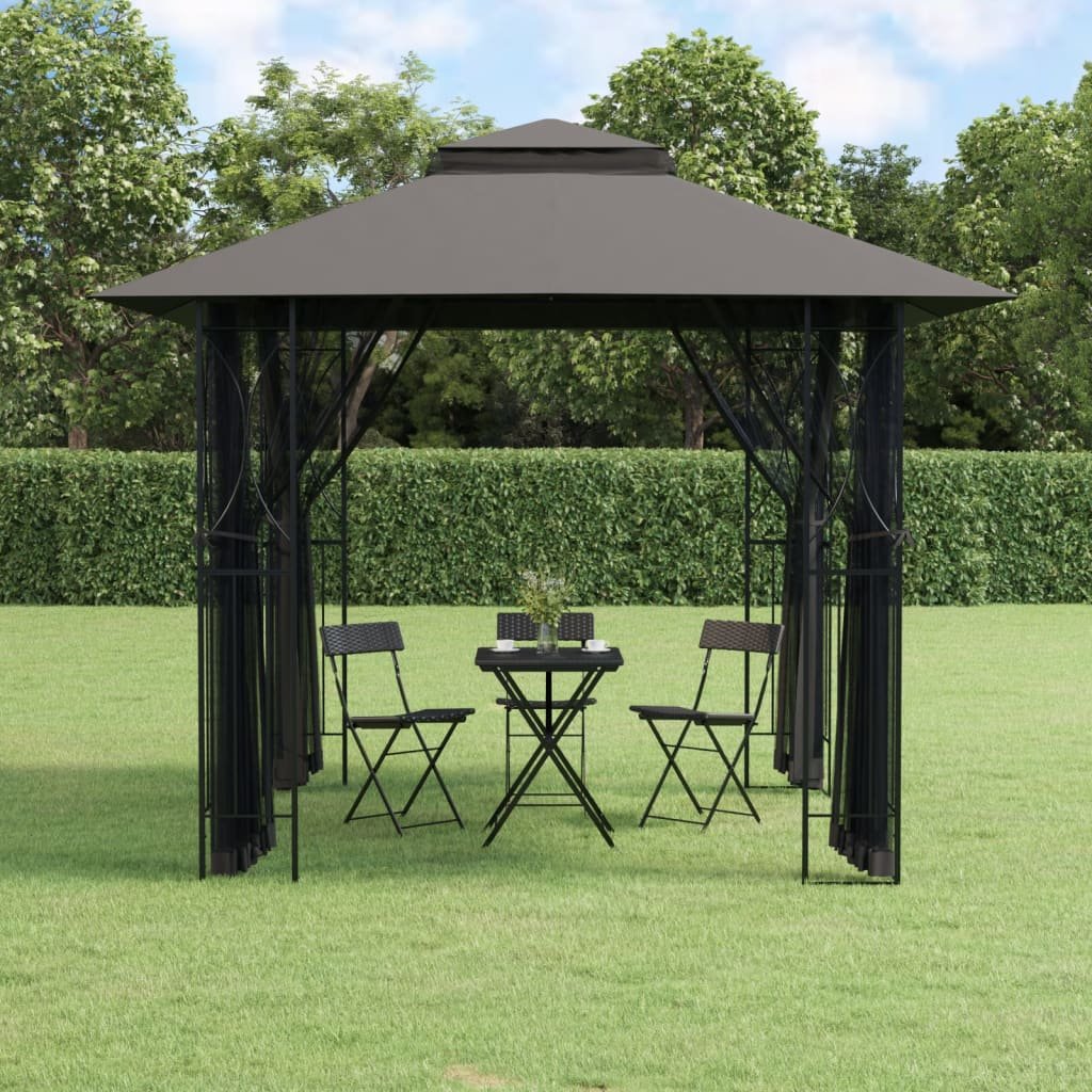 vidaXL Gazebo con Pareti Laterali Antracite 300x300x270 cm Acciaio