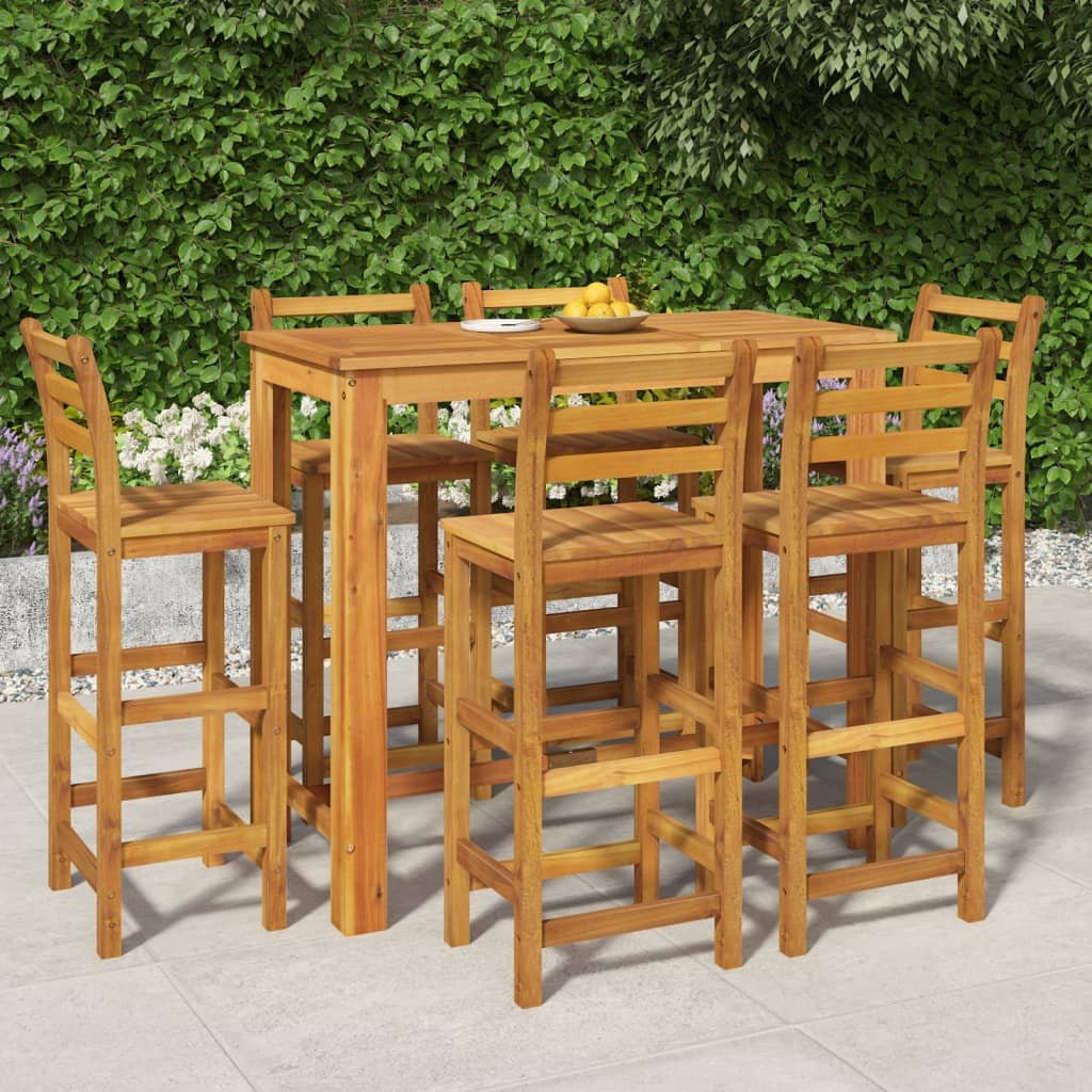 vidaXL Set da Bar da Giardino 7 pz in Legno Massello di Acacia