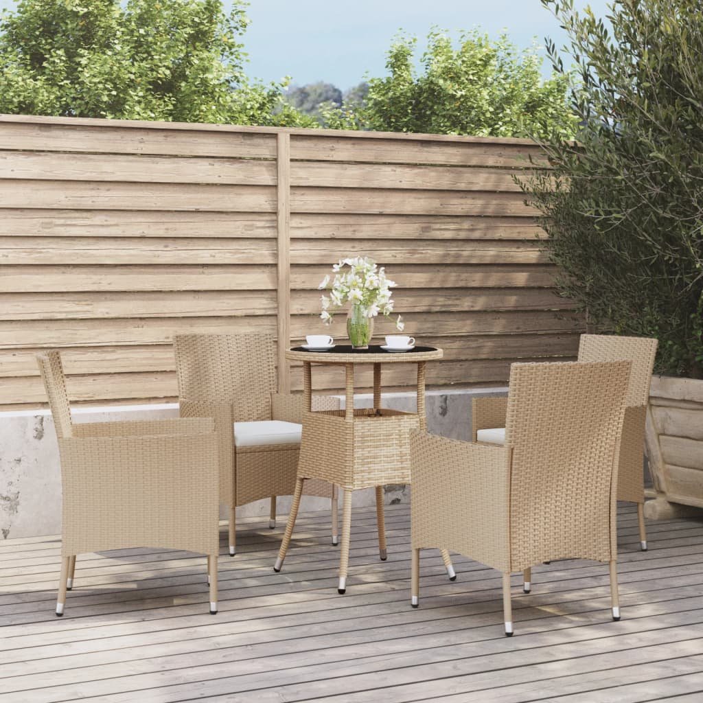 vidaXL Set da Bistrò da Giardino 5 pz con Cuscini Beige in Polyrattan